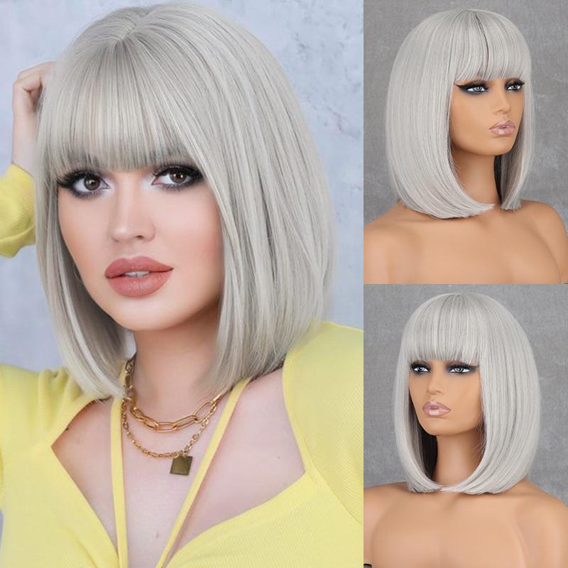 Short Gray Wig Cosplay